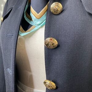 Ralph Lauren Black Worsted Wool Military Inspired Gold Crest Button Blazer